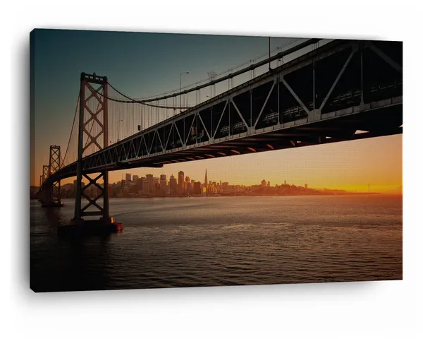 Multicolor_San_Francisco_??_Oakland_Bay_Bridge,_Wooden_Framed_Canvas_Paintings_|_For_Home_Decor_|_Bedroom,_Living_Room,Wall_Decoration_|_Wall_Art_Painting,_Ct0368,_Size_16_X_24_In