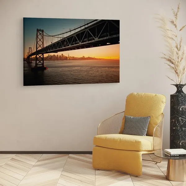 Multicolor_San_Francisco_??_Oakland_Bay_Bridge,_Wooden_Framed_Canvas_Paintings_|_For_Home_Decor_|_Bedroom,_Living_Room,Wall_Decoration_|_Wall_Art_Painting,_Ct0368,_Size_16_X_24_In