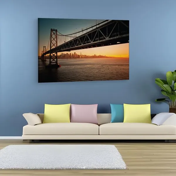 Multicolor_San_Francisco_??_Oakland_Bay_Bridge,_Wooden_Framed_Canvas_Paintings_|_For_Home_Decor_|_Bedroom,_Living_Room,Wall_Decoration_|_Wall_Art_Painting,_Ct0368,_Size_16_X_24_In