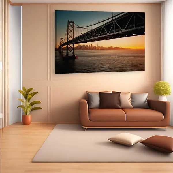 Multicolor_San_Francisco_??_Oakland_Bay_Bridge,_Wooden_Framed_Canvas_Paintings_|_For_Home_Decor_|_Bedroom,_Living_Room,Wall_Decoration_|_Wall_Art_Painting,_Ct0368,_Size_16_X_24_In
