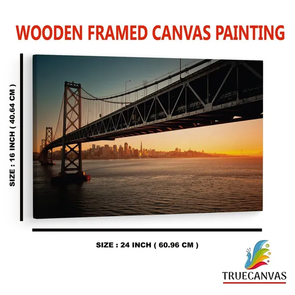 Multicolor_San_Francisco_??_Oakland_Bay_Bridge,_Wooden_Framed_Canvas_Paintings_|_For_Home_Decor_|_Bedroom,_Living_Room,Wall_Decoration_|_Wall_Art_Painting,_Ct0368,_Size_16_X_24_In