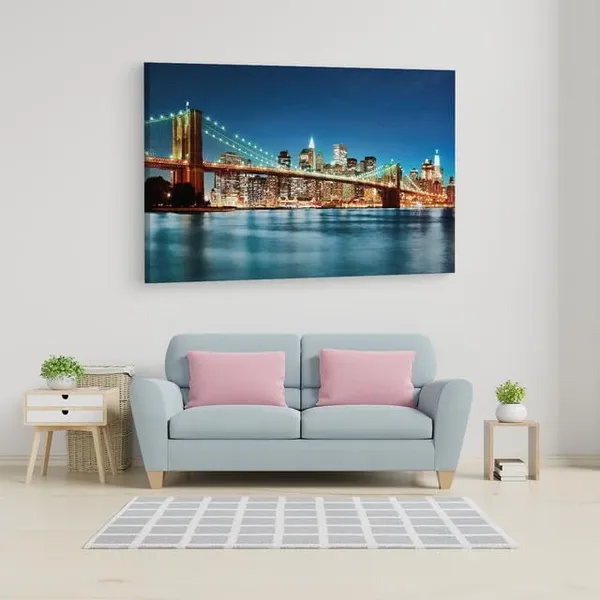 Multicolor_Brooklyn_Bridge,_Wooden_Framed_Canvas_Paintings_|_For_Home_Decor_|_Bedroom,_Living_Room,Wall_Decoration_|_Wall_Art_Painting,_Ct0370,_Size_16_X_24_In