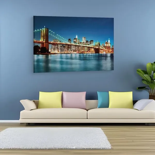 Multicolor_Brooklyn_Bridge,_Wooden_Framed_Canvas_Paintings_|_For_Home_Decor_|_Bedroom,_Living_Room,Wall_Decoration_|_Wall_Art_Painting,_Ct0370,_Size_16_X_24_In