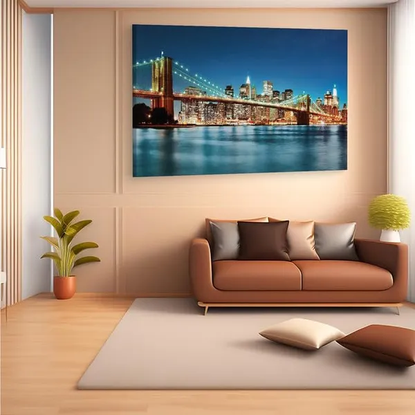 Multicolor_Brooklyn_Bridge,_Wooden_Framed_Canvas_Paintings_|_For_Home_Decor_|_Bedroom,_Living_Room,Wall_Decoration_|_Wall_Art_Painting,_Ct0370,_Size_16_X_24_In