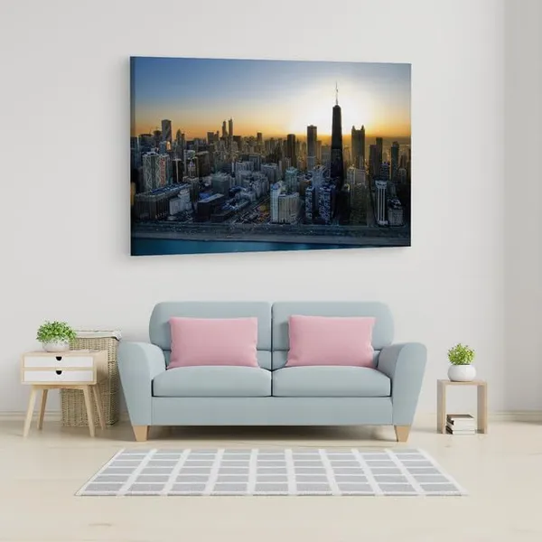 Multicolor_Chicago_Skyline_John_Hancock_Center,_Wooden_Framed_Canvas_Paintings_|_For_Home_Decor_|_Bedroom,_Living_Room,Wall_Decoration_|_Wall_Art_Painting,_Ct0377,_Size_16_X_24_In