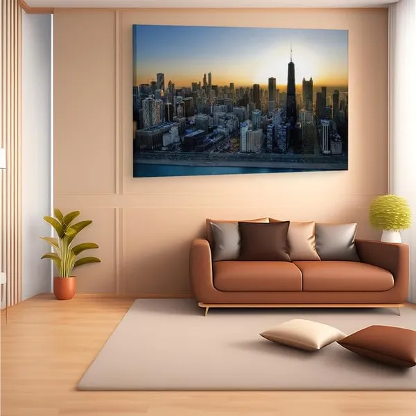 Multicolor_Chicago_Skyline_John_Hancock_Center,_Wooden_Framed_Canvas_Paintings_|_For_Home_Decor_|_Bedroom,_Living_Room,Wall_Decoration_|_Wall_Art_Painting,_Ct0377,_Size_16_X_24_In