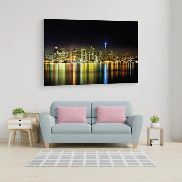 Multicolor_San_Francisco_Night_Skyline,_Wooden_Framed_Canvas_Paintings_|_For_Home_Decor_|_Bedroom,_Living_Room,Wall_Decoration_|_Wall_Art_Painting,_Ct0382,_Size_16_X_24_In