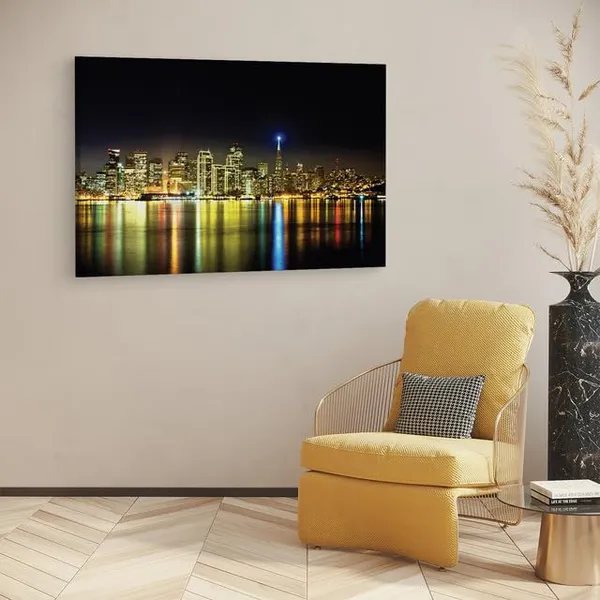 Multicolor_San_Francisco_Night_Skyline,_Wooden_Framed_Canvas_Paintings_|_For_Home_Decor_|_Bedroom,_Living_Room,Wall_Decoration_|_Wall_Art_Painting,_Ct0382,_Size_16_X_24_In