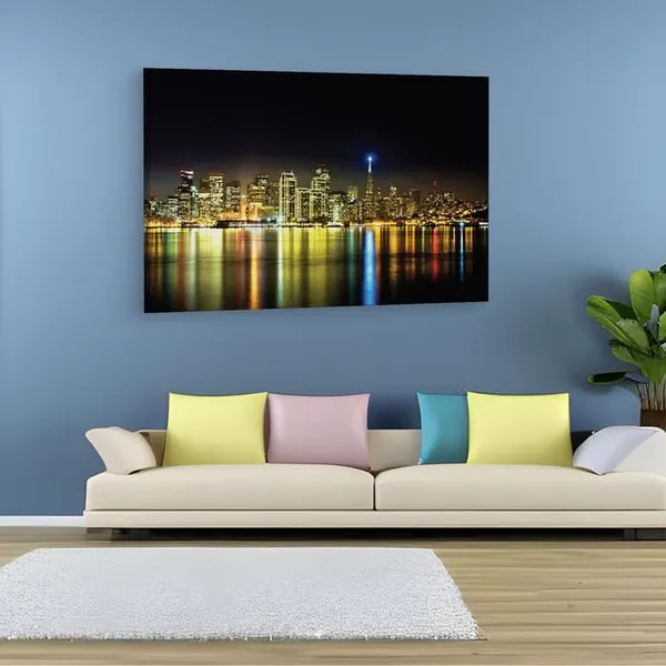 Multicolor_San_Francisco_Night_Skyline,_Wooden_Framed_Canvas_Paintings_|_For_Home_Decor_|_Bedroom,_Living_Room,Wall_Decoration_|_Wall_Art_Painting,_Ct0382,_Size_16_X_24_In