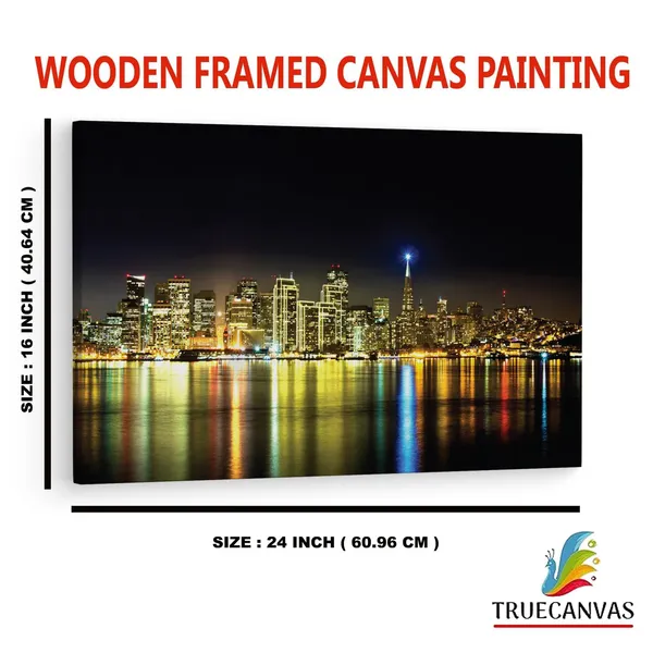 Multicolor_San_Francisco_Night_Skyline,_Wooden_Framed_Canvas_Paintings_|_For_Home_Decor_|_Bedroom,_Living_Room,Wall_Decoration_|_Wall_Art_Painting,_Ct0382,_Size_16_X_24_In
