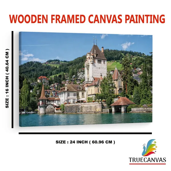Multicolor_Oberhofen_Castle,_Wooden_Framed_Canvas_Paintings_|_For_Home_Decor_|_Bedroom,_Living_Room,Wall_Decoration_|_Wall_Art_Painting,_Ct0387,_Size_16_X_24_In