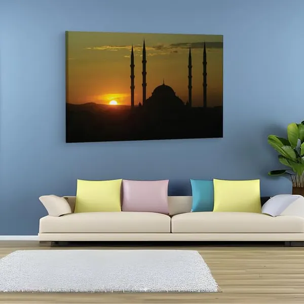 Multicolor_Chechnya_Sunset_Sky_Mosque,_Wooden_Framed_Canvas_Paintings_|_For_Home_Decor_|_Bedroom,_Living_Room,Wall_Decoration_|_Wall_Art_Painting,_Ct0388,_Size_16_X_24_In