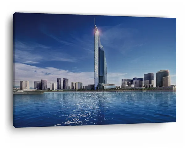 Multicolor_Dubai_Towers_Doha,_Wooden_Framed_Canvas_Paintings_|_For_Home_Decor_|_Bedroom,_Living_Room,Wall_Decoration_|_Wall_Art_Painting,_Ct0391,_Size_16_X_24_In