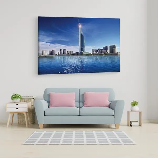 Multicolor_Dubai_Towers_Doha,_Wooden_Framed_Canvas_Paintings_|_For_Home_Decor_|_Bedroom,_Living_Room,Wall_Decoration_|_Wall_Art_Painting,_Ct0391,_Size_16_X_24_In