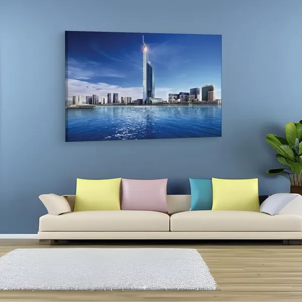 Multicolor_Dubai_Towers_Doha,_Wooden_Framed_Canvas_Paintings_|_For_Home_Decor_|_Bedroom,_Living_Room,Wall_Decoration_|_Wall_Art_Painting,_Ct0391,_Size_16_X_24_In
