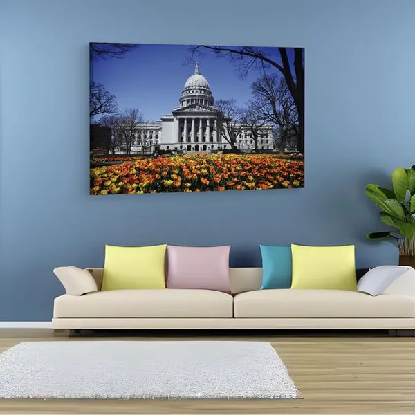 Multicolor_Wisconsin_State_Capitol,_Wooden_Framed_Canvas_Paintings_|_For_Home_Decor_|_Bedroom,_Living_Room,Wall_Decoration_|_Wall_Art_Painting,_Ct0399,_Size_16_X_24_In