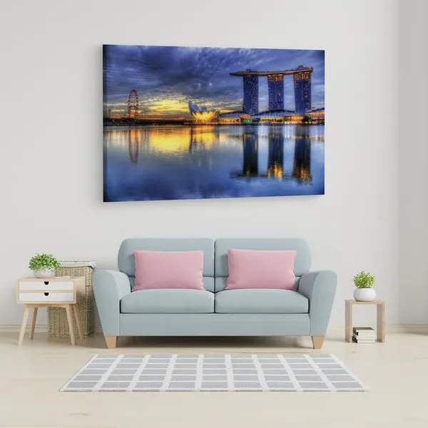 Multicolor_Marina_Bay_Sands_Singapore,_Wooden_Framed_Canvas_Paintings_|_For_Home_Decor_|_Bedroom,_Living_Room,Wall_Decoration_|_Wall_Art_Painting,_Ct0400,_Size_16_X_24_In
