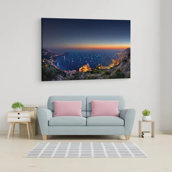 Multicolor_Sunset_Monaco,_Wooden_Framed_Canvas_Paintings_|_For_Home_Decor_|_Bedroom,_Living_Room,Wall_Decoration_|_Wall_Art_Painting,_Ct0402,_Size_16_X_24_In