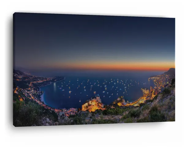 Multicolor_Sunset_Monaco,_Wooden_Framed_Canvas_Paintings_|_For_Home_Decor_|_Bedroom,_Living_Room,Wall_Decoration_|_Wall_Art_Painting,_Ct0402,_Size_16_X_24_In