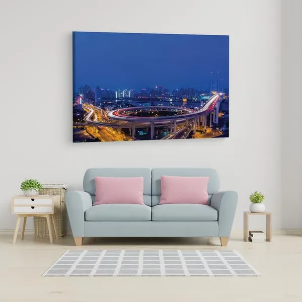 Multicolor_Nanpu_Bridge,_Wooden_Framed_Canvas_Paintings_|_For_Home_Decor_|_Bedroom,_Living_Room,Wall_Decoration_|_Wall_Art_Painting,_Ct0403,_Size_16_X_24_In