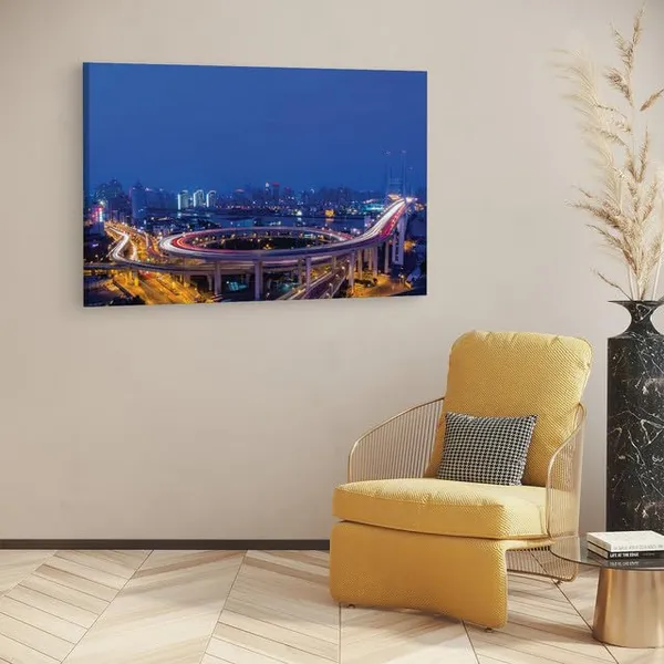Multicolor_Nanpu_Bridge,_Wooden_Framed_Canvas_Paintings_|_For_Home_Decor_|_Bedroom,_Living_Room,Wall_Decoration_|_Wall_Art_Painting,_Ct0403,_Size_16_X_24_In