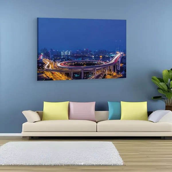 Multicolor_Nanpu_Bridge,_Wooden_Framed_Canvas_Paintings_|_For_Home_Decor_|_Bedroom,_Living_Room,Wall_Decoration_|_Wall_Art_Painting,_Ct0403,_Size_16_X_24_In