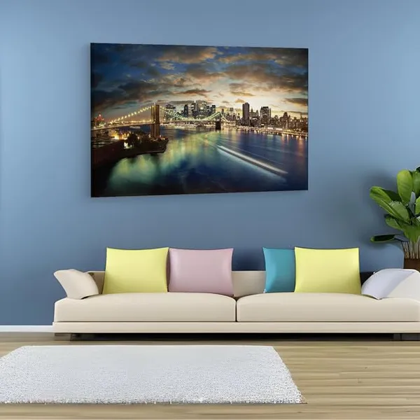 Multicolor_Brooklyn_Bridge,_Wooden_Framed_Canvas_Paintings_|_For_Home_Decor_|_Bedroom,_Living_Room,Wall_Decoration_|_Wall_Art_Painting,_Ct0405,_Size_16_X_24_In