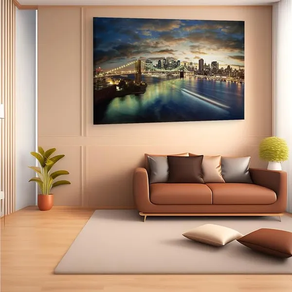 Multicolor_Brooklyn_Bridge,_Wooden_Framed_Canvas_Paintings_|_For_Home_Decor_|_Bedroom,_Living_Room,Wall_Decoration_|_Wall_Art_Painting,_Ct0405,_Size_16_X_24_In
