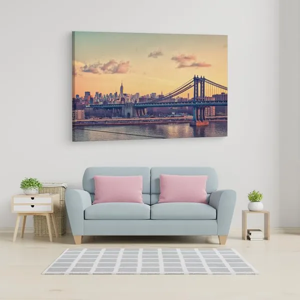 Multicolor_Manhattan_Bridge,_Wooden_Framed_Canvas_Paintings_|_For_Home_Decor_|_Bedroom,_Living_Room,Wall_Decoration_|_Wall_Art_Painting,_Ct0409,_Size_16_X_24_In