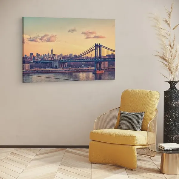Multicolor_Manhattan_Bridge,_Wooden_Framed_Canvas_Paintings_|_For_Home_Decor_|_Bedroom,_Living_Room,Wall_Decoration_|_Wall_Art_Painting,_Ct0409,_Size_16_X_24_In