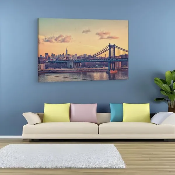 Multicolor_Manhattan_Bridge,_Wooden_Framed_Canvas_Paintings_|_For_Home_Decor_|_Bedroom,_Living_Room,Wall_Decoration_|_Wall_Art_Painting,_Ct0409,_Size_16_X_24_In