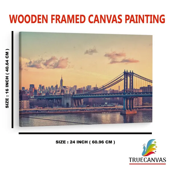 Multicolor_Manhattan_Bridge,_Wooden_Framed_Canvas_Paintings_|_For_Home_Decor_|_Bedroom,_Living_Room,Wall_Decoration_|_Wall_Art_Painting,_Ct0409,_Size_16_X_24_In