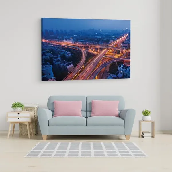 Multicolor_Freeway_City,_Wooden_Framed_Canvas_Paintings_|_For_Home_Decor_|_Bedroom,_Living_Room,Wall_Decoration_|_Wall_Art_Painting,_Ct0415,_Size_16_X_24_In