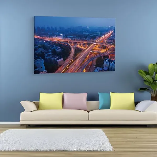 Multicolor_Freeway_City,_Wooden_Framed_Canvas_Paintings_|_For_Home_Decor_|_Bedroom,_Living_Room,Wall_Decoration_|_Wall_Art_Painting,_Ct0415,_Size_16_X_24_In
