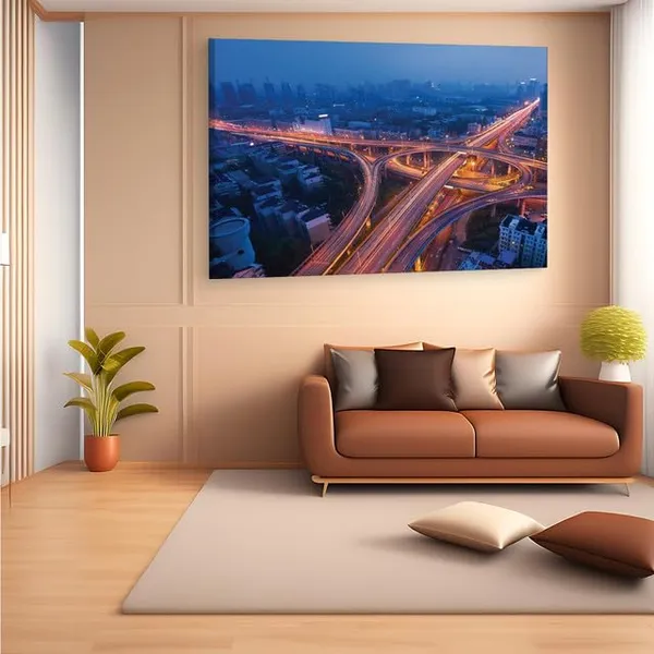 Multicolor_Freeway_City,_Wooden_Framed_Canvas_Paintings_|_For_Home_Decor_|_Bedroom,_Living_Room,Wall_Decoration_|_Wall_Art_Painting,_Ct0415,_Size_16_X_24_In