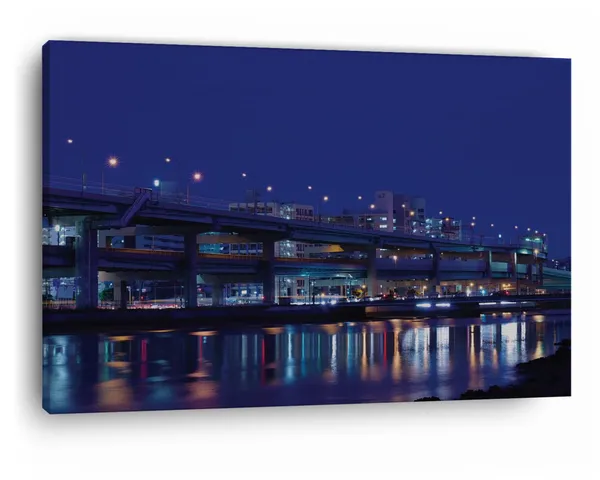 Multicolor_Night,_City,_Fukuoka,_Wooden_Framed_Canvas_Paintings_|_For_Home_Decor_|_Bedroom,_Living_Room,Wall_Decoration_|_Wall_Art_Painting,_Ct0416,_Size_16_X_24_In