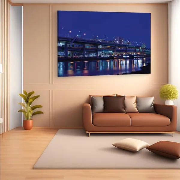 Multicolor_Night,_City,_Fukuoka,_Wooden_Framed_Canvas_Paintings_|_For_Home_Decor_|_Bedroom,_Living_Room,Wall_Decoration_|_Wall_Art_Painting,_Ct0416,_Size_16_X_24_In