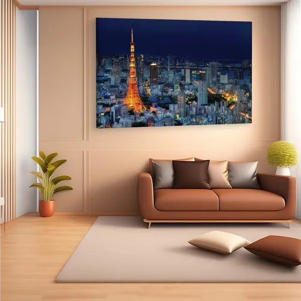 Multicolor_Tokyo_Tower,_Wooden_Framed_Canvas_Paintings_|_For_Home_Decor_|_Bedroom,_Living_Room,Wall_Decoration_|_Wall_Art_Painting,_Ct0430,_Size_16_X_24_In