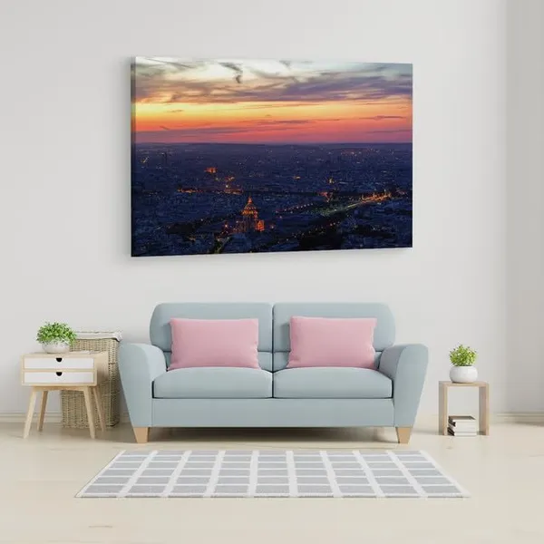 Multicolor_Paris_Sunset_From_Montparnasse,_Wooden_Framed_Canvas_Paintings_|_For_Home_Decor_|_Bedroom,_Living_Room,Wall_Decoration_|_Wall_Art_Painting,_Ct0433,_Size_16_X_24_In