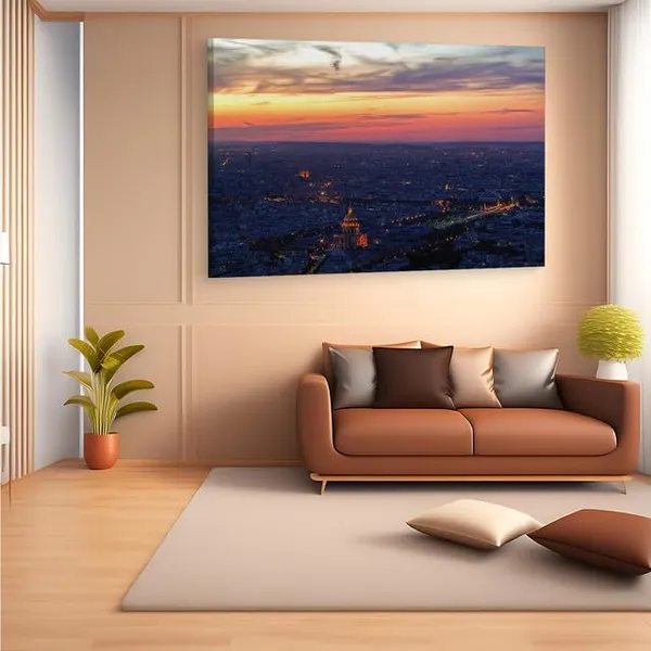 Multicolor_Paris_Sunset_From_Montparnasse,_Wooden_Framed_Canvas_Paintings_|_For_Home_Decor_|_Bedroom,_Living_Room,Wall_Decoration_|_Wall_Art_Painting,_Ct0433,_Size_16_X_24_In