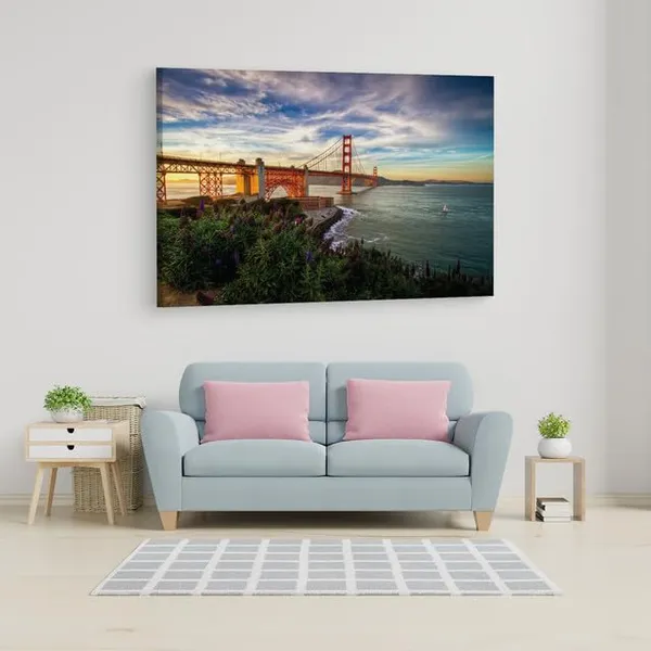 Multicolor_Golden_Gate_Bridge,_Wooden_Framed_Canvas_Paintings_|_For_Home_Decor_|_Bedroom,_Living_Room,Wall_Decoration_|_Wall_Art_Painting,_Ct0439,_Size_16_X_24_In