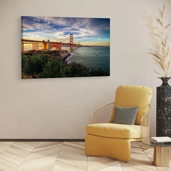 Multicolor_Golden_Gate_Bridge,_Wooden_Framed_Canvas_Paintings_|_For_Home_Decor_|_Bedroom,_Living_Room,Wall_Decoration_|_Wall_Art_Painting,_Ct0439,_Size_16_X_24_In
