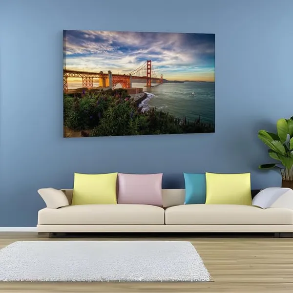 Multicolor_Golden_Gate_Bridge,_Wooden_Framed_Canvas_Paintings_|_For_Home_Decor_|_Bedroom,_Living_Room,Wall_Decoration_|_Wall_Art_Painting,_Ct0439,_Size_16_X_24_In