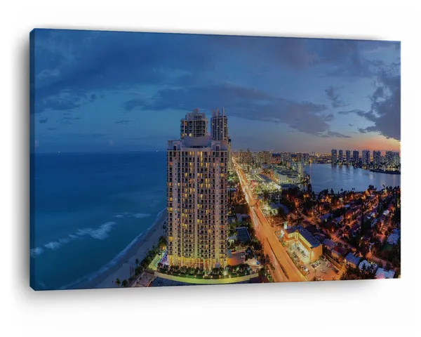 Multicolor_Sunny_Isles_Panorama,_Wooden_Framed_Canvas_Paintings_|_For_Home_Decor_|_Bedroom,_Living_Room,Wall_Decoration_|_Wall_Art_Painting,_Ct0441,_Size_16_X_24_In