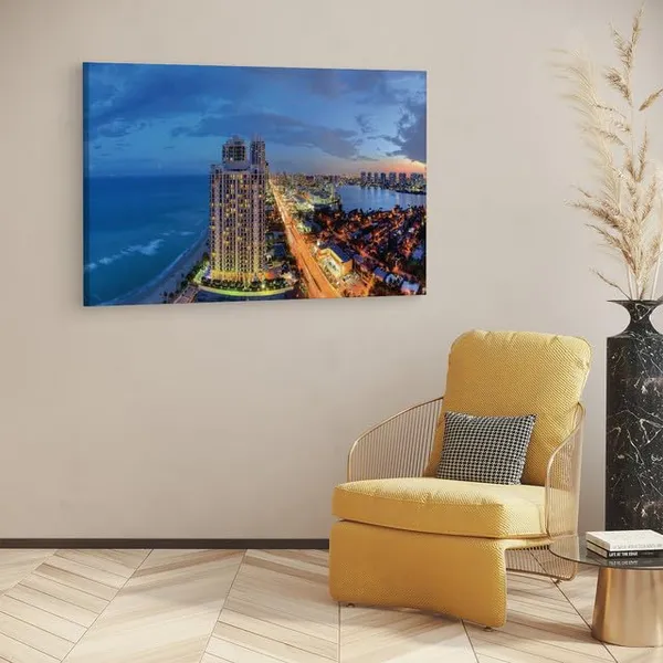 Multicolor_Sunny_Isles_Panorama,_Wooden_Framed_Canvas_Paintings_|_For_Home_Decor_|_Bedroom,_Living_Room,Wall_Decoration_|_Wall_Art_Painting,_Ct0441,_Size_16_X_24_In