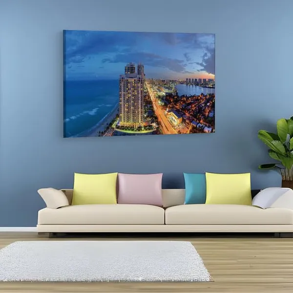 Multicolor_Sunny_Isles_Panorama,_Wooden_Framed_Canvas_Paintings_|_For_Home_Decor_|_Bedroom,_Living_Room,Wall_Decoration_|_Wall_Art_Painting,_Ct0441,_Size_16_X_24_In