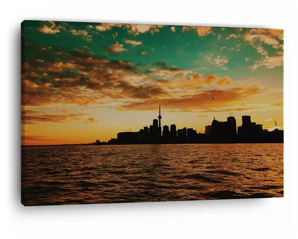 Multicolor_Toronto_Skyline_Sun,_Wooden_Framed_Canvas_Paintings_|_For_Home_Decor_|_Bedroom,_Living_Room,Wall_Decoration_|_Wall_Art_Painting,_Ct0447,_Size_16_X_24_In