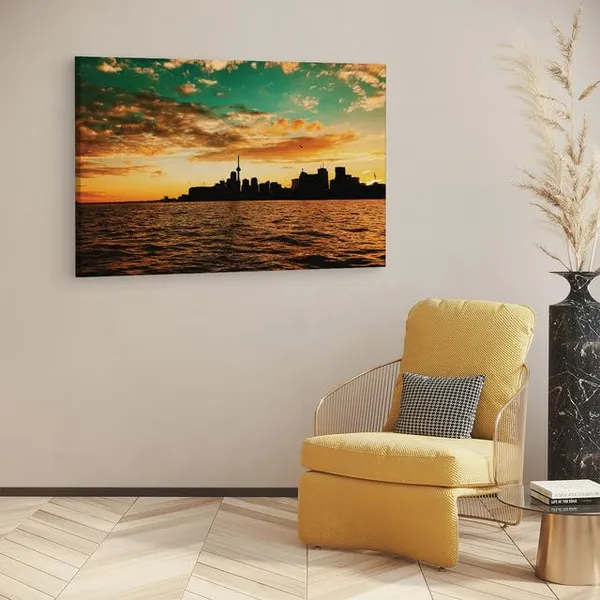 Multicolor_Toronto_Skyline_Sun,_Wooden_Framed_Canvas_Paintings_|_For_Home_Decor_|_Bedroom,_Living_Room,Wall_Decoration_|_Wall_Art_Painting,_Ct0447,_Size_16_X_24_In