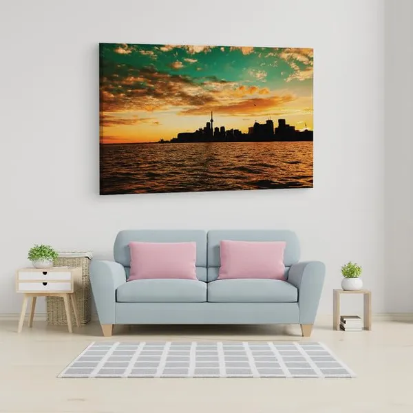 Multicolor_Toronto_Skyline_Sun,_Wooden_Framed_Canvas_Paintings_|_For_Home_Decor_|_Bedroom,_Living_Room,Wall_Decoration_|_Wall_Art_Painting,_Ct0447,_Size_16_X_24_In