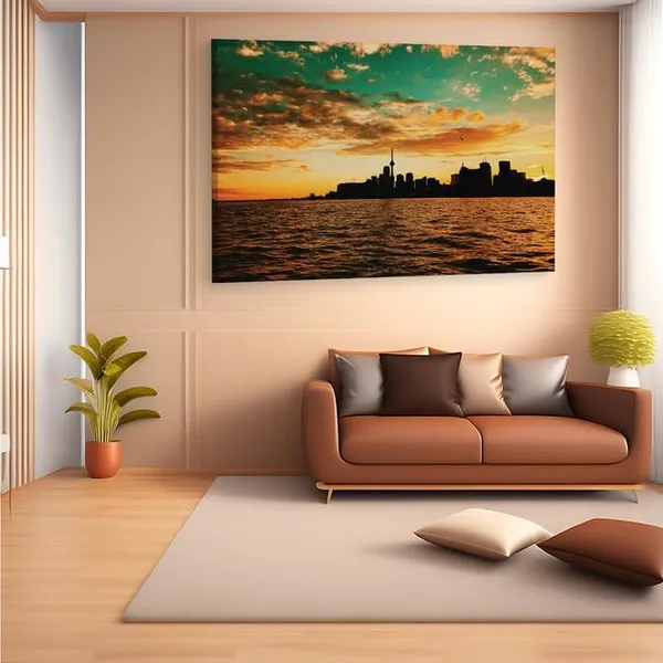 Multicolor_Toronto_Skyline_Sun,_Wooden_Framed_Canvas_Paintings_|_For_Home_Decor_|_Bedroom,_Living_Room,Wall_Decoration_|_Wall_Art_Painting,_Ct0447,_Size_16_X_24_In